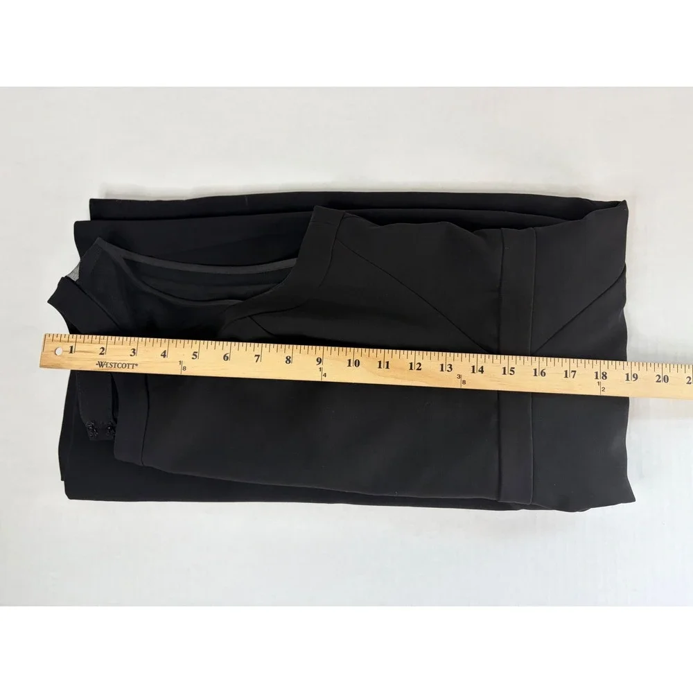 White House Black Market Black Mesh Yoke Sleeveless Sheath Dress Size 10‎